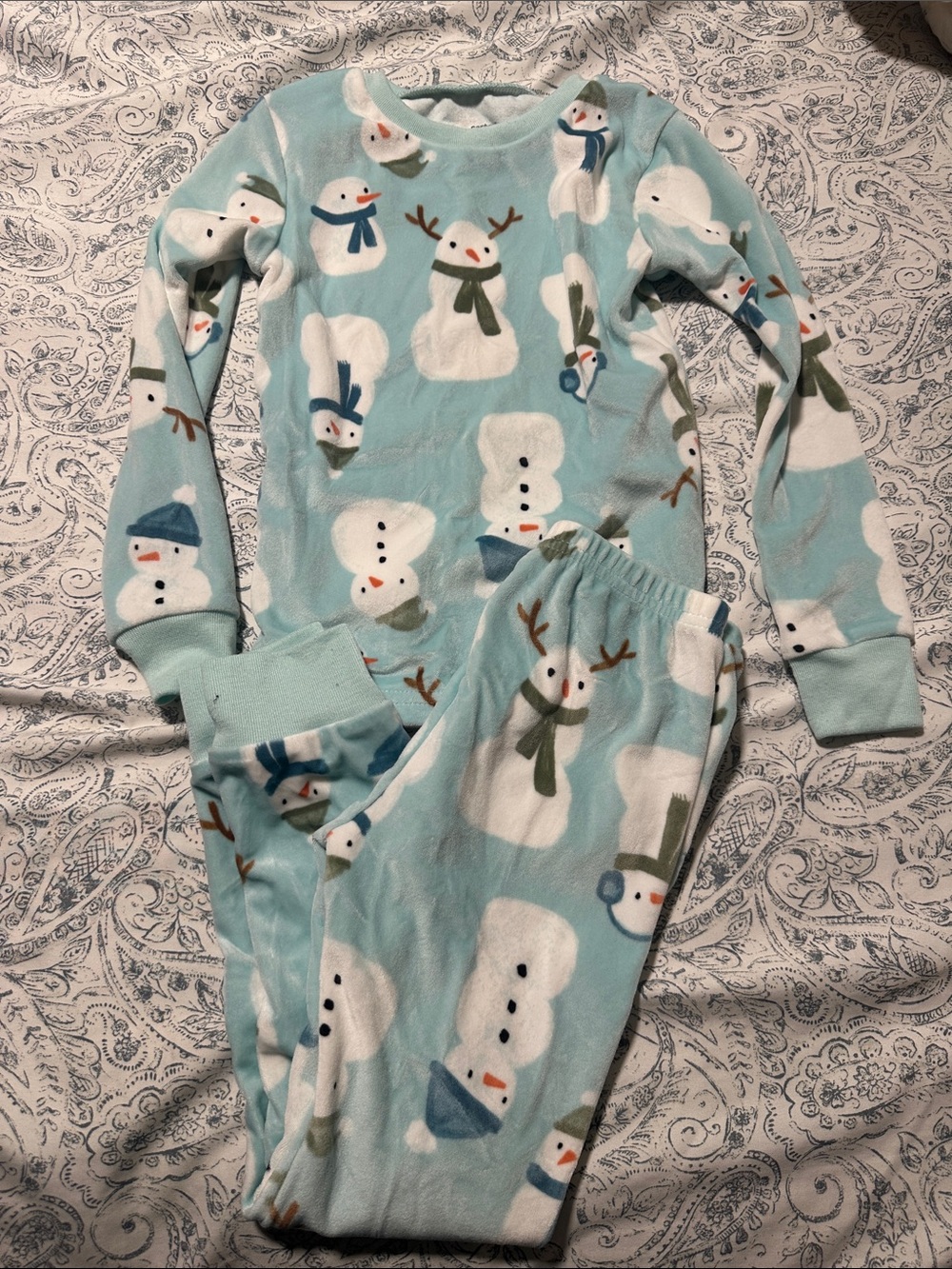 Carter's Light Blue Snowman Fleece Pajama Set